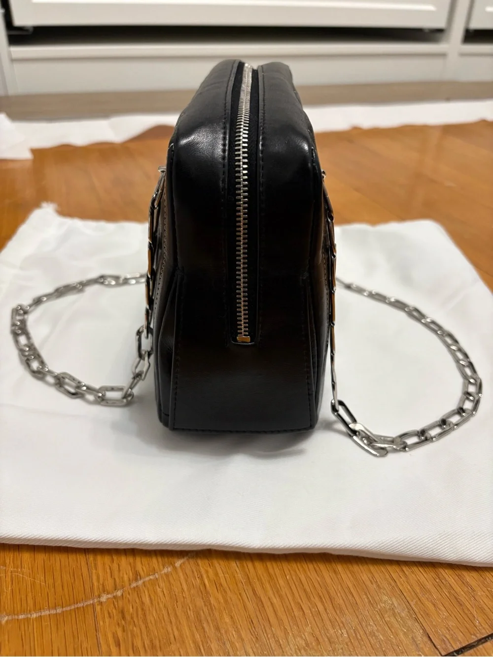 💟Chanel Mademoiselle Vertical Quilted Camera Bag- Black w/ Silver hardware💟